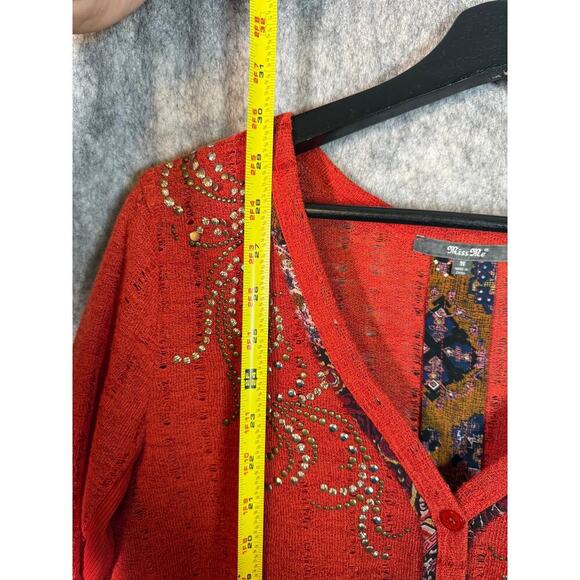 Miss Me Sequin Open Back Red Cardigan Flowy Breathable - Medium - Picture 9 of 10